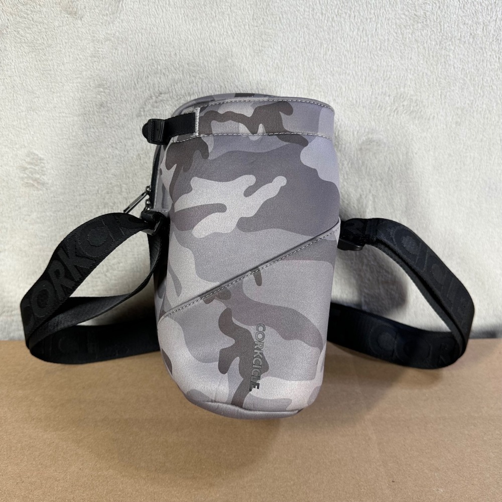 Corkcicle Crossbody Bottle Sling Bag Grey Camo Insulated Hydration Pack